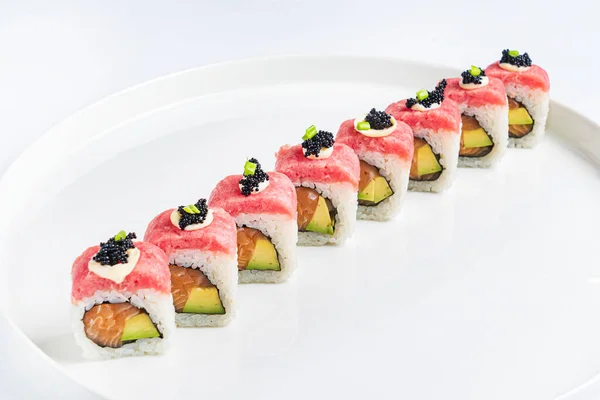 Sushi Fondo Blanco —  Fotos de Stock