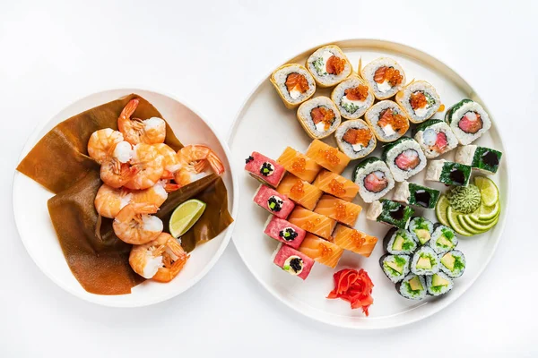 Sushi Den Vita Bakgrunden — Stockfoto