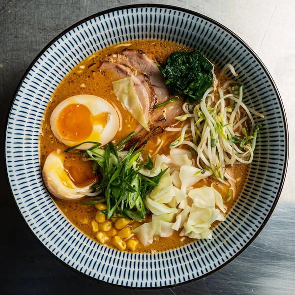 Japanse Ramen Noedel Bovenaanzicht — Stockfoto