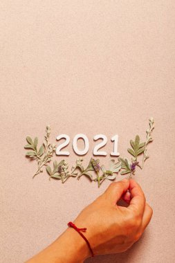 Bitkilerle yeni yıl kartı