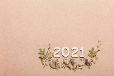 Bitkilerle yeni yıl kartı