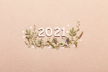 Bitkilerle yeni yıl kartı