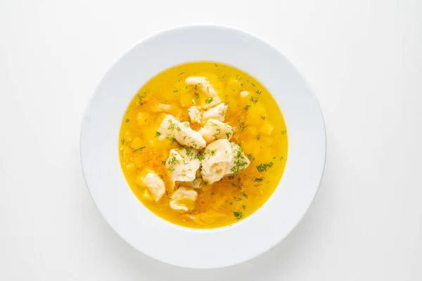Рибний Суп Білому Тлі — стокове фото