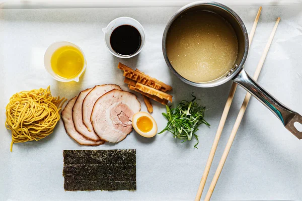 Ingredients Ramen Top View — Stock Photo, Image