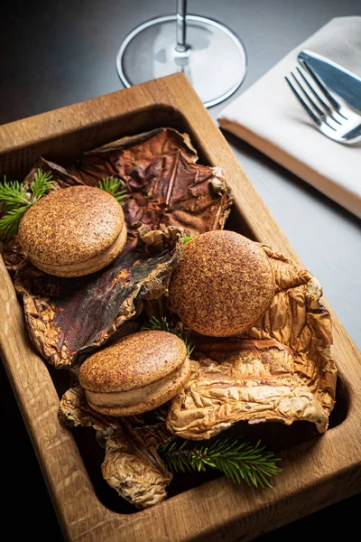 Mushroom Macaroons Red Wine — Stock Photo, Image