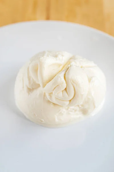 Queso Burrata Casero Plato — Foto de Stock