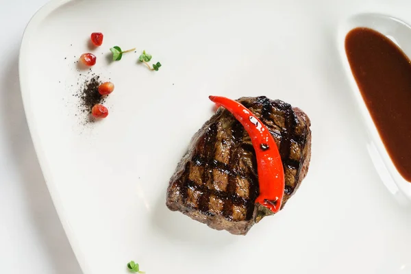 Grilovaný Steak Pálivou Paprikou — Stock fotografie