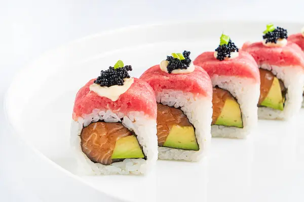 Sushi Készlet Fehér Háttér — Stock Fotó