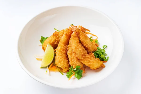 Fried Shrimps Tempura Fresh Salad — Stock Photo, Image
