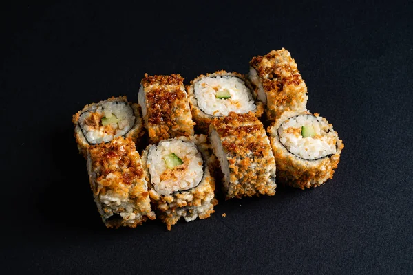 Sushi Nastavit Černém Pozadí — Stock fotografie