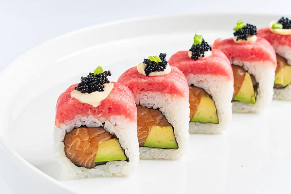 Sushi Készlet Fehér Háttér — Stock Fotó