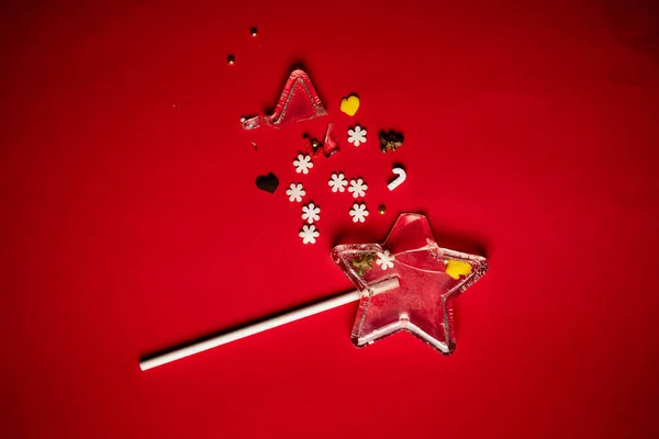 Boże Narodzenie Lizak Czerwonym Tle — Zdjęcie stockowe