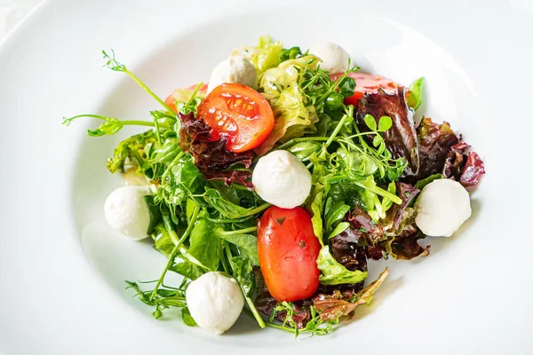 Frischer Salat Mit Mozzarella Und Gemüse — Stockfoto