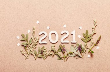 Bitkilerle yeni yıl kartı