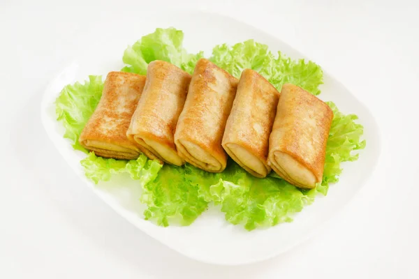 Tortitas Rellenas Plato Blanco — Foto de Stock