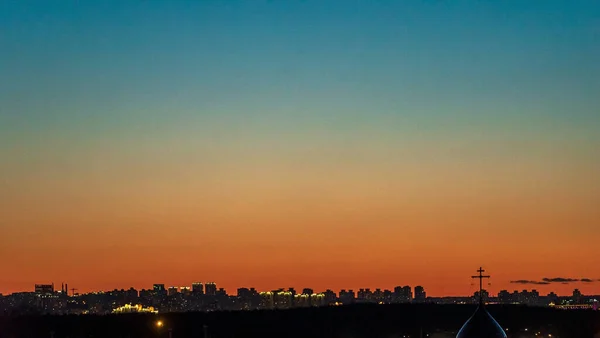 Закат Городе Силуэтом Здания — стоковое фото