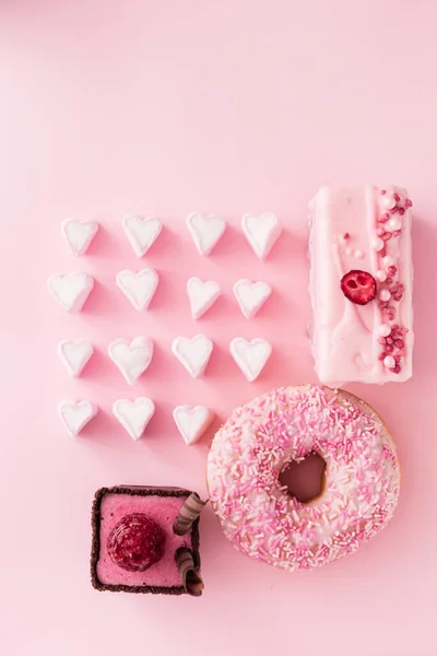 Snoep Voor Valentijnsdag Bovenaanzicht — Stockfoto
