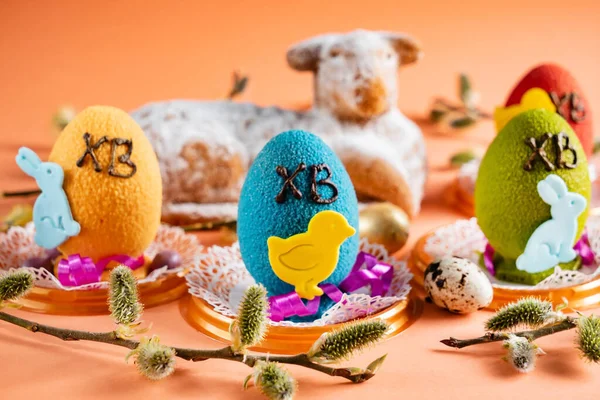 Ciasto Wielkanocne Dekoracją — Zdjęcie stockowe