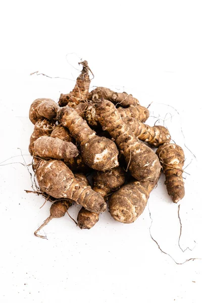 Organic Jerusalem Artichokes White Background — Stock Photo, Image