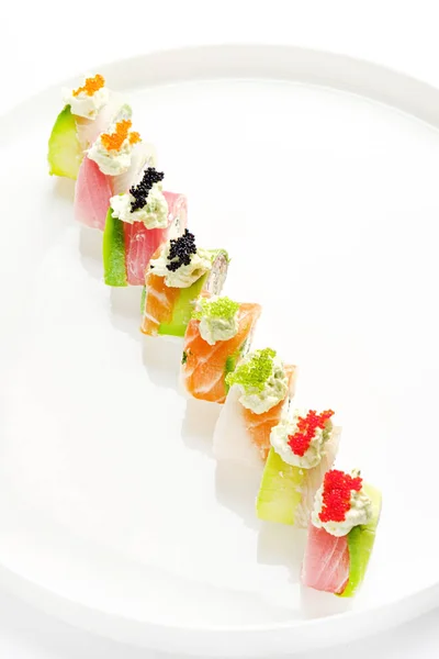 Sushi Set White Plate — Stock Photo, Image