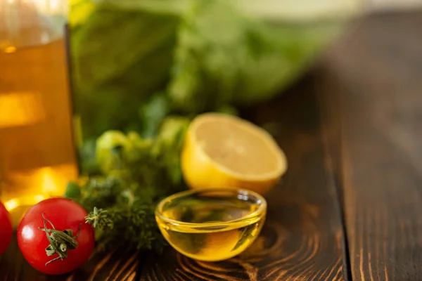 Herbes Légumes Frais Sur Fond Bois — Photo