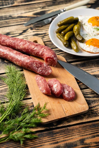 Frühstück Mit Wurst Und Bohnen — Stockfoto