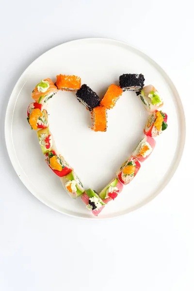 Sushi Set White Plate — Stock Photo, Image