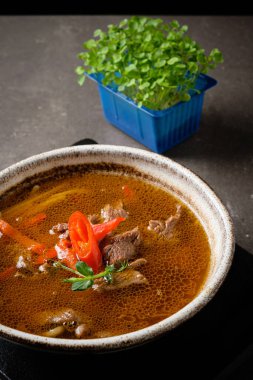 sığır eti ve mikro sebzeli çorba