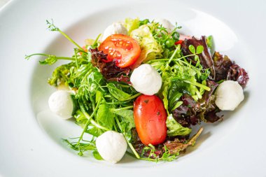 Mozarella ve sebzeli taze salata.