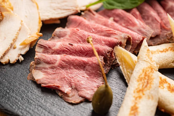 Aperitivo Carne Piedra Negra — Foto de Stock