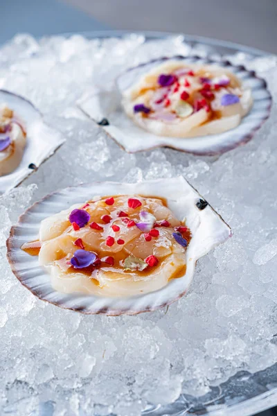 Delicious Ice Seared Sea Scallop — Stock Photo, Image