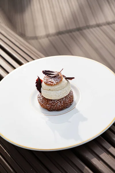 Dessert Whipped Cream Chocolate — Stock Photo, Image