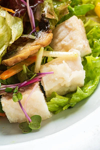 Frischer Salat Mit Hühnchen Und Gemüse — Stockfoto