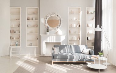 Şömineli rahat bir oturma odası.