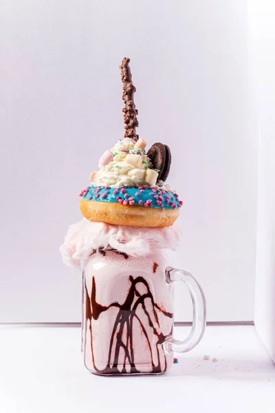 milkshake with chocolate and  cotton candy