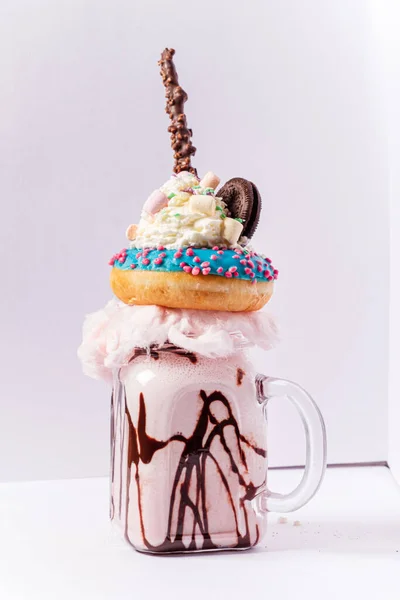 milkshake with chocolate and  cotton candy