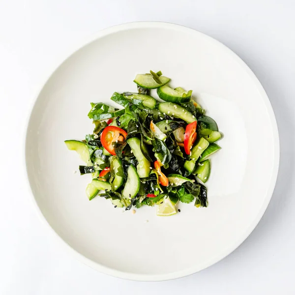 Salad Seaweed White Plate — Stock Photo, Image