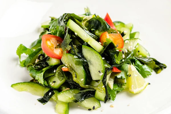 Salad Seaweed White Plate — Stock Photo, Image