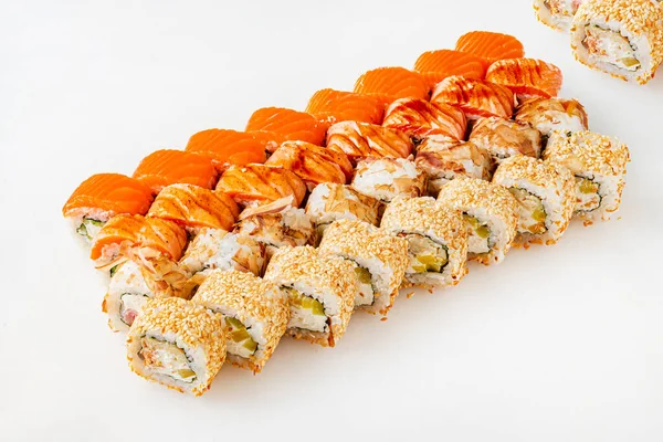 Sushi Bílém Pozadí — Stock fotografie