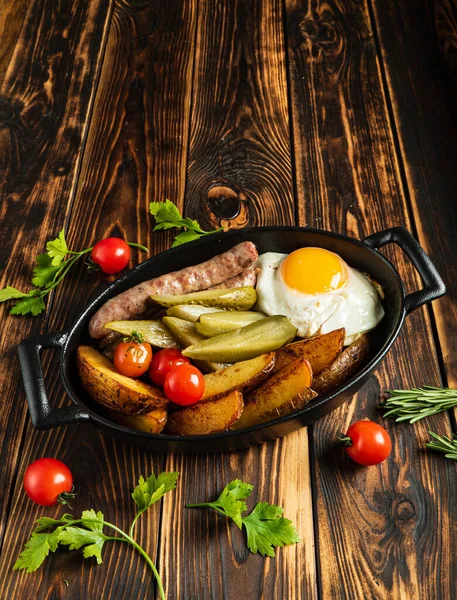 Platos Tradicionales Fondo Madera — Foto de Stock