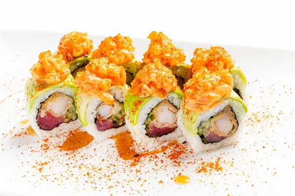Sushi Sur Plaque Blanche — Photo