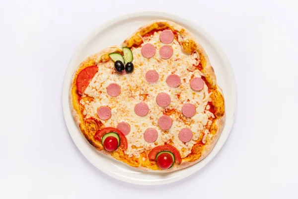 Pizza Kids White Background — Stock Photo, Image