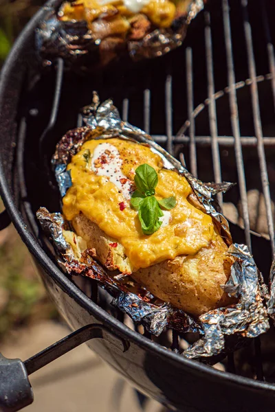 Fried Potato Bacon Garlic — Stock Photo, Image