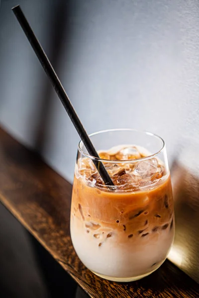 Mocha Ice Straaw — Stock Photo, Image