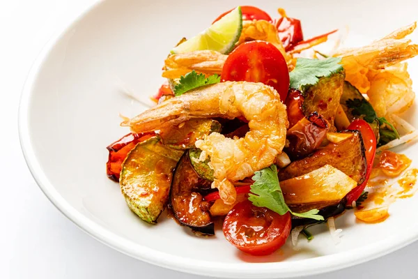Salad Deep Fried Shrimps — Stock Photo, Image