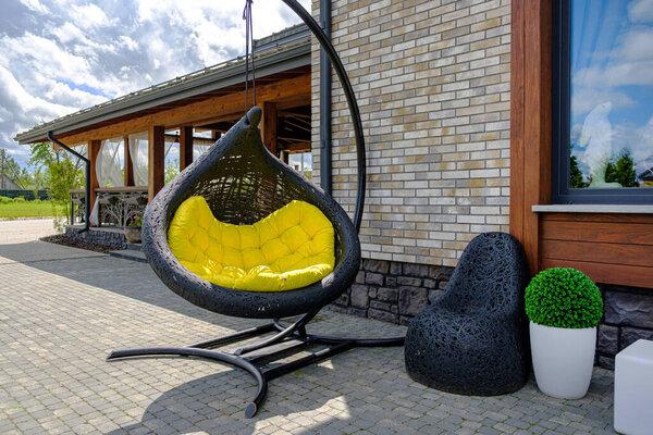 Calm summer morning in garden.