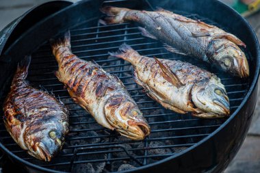 Dışarıdaki ızgarada balık