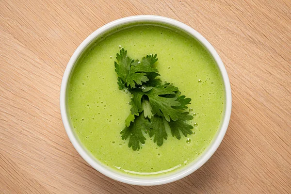 Green Cream Soup Top View Royalty Free Stock Images