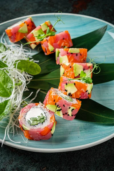 Sushi Fekete Háttér — Stock Fotó