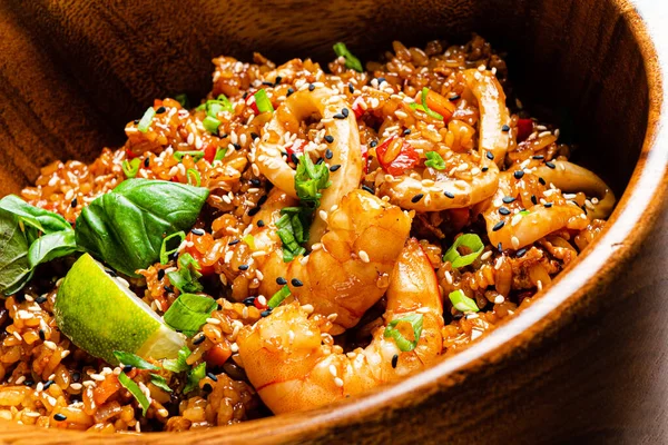 Rice Calamari Shrimps — 图库照片